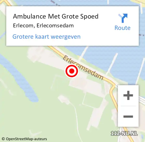 Locatie op kaart van de 112 melding: Ambulance Met Grote Spoed Naar Erlecom, Erlecomsedam op 28 augustus 2014 18:21