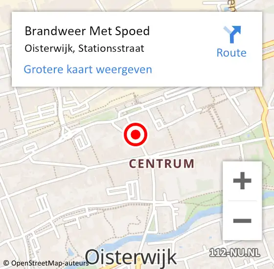 Locatie op kaart van de 112 melding: Brandweer Met Spoed Naar Oisterwijk, Stationsstraat op 12 juni 2023 22:13