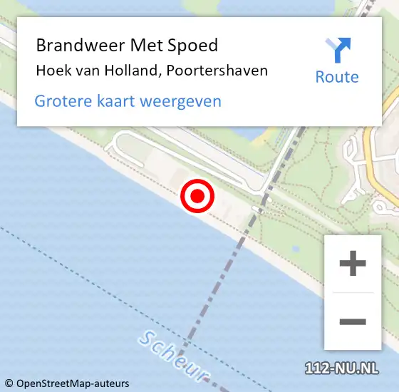 Locatie op kaart van de 112 melding: Brandweer Met Spoed Naar Hoek van Holland, Poortershaven op 12 juni 2023 22:13