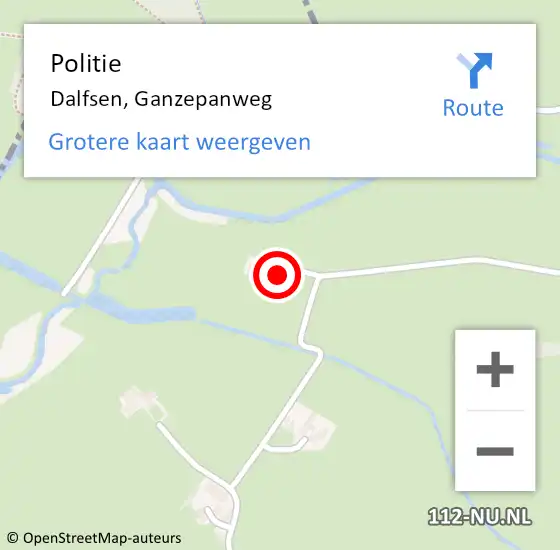 Locatie op kaart van de 112 melding: Politie Dalfsen, Ganzepanweg op 12 juni 2023 22:21