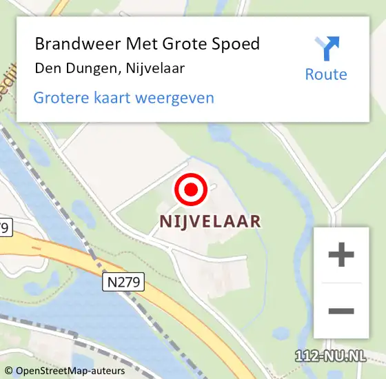 Locatie op kaart van de 112 melding: Brandweer Met Grote Spoed Naar Den Dungen, Nijvelaar op 12 juni 2023 22:44