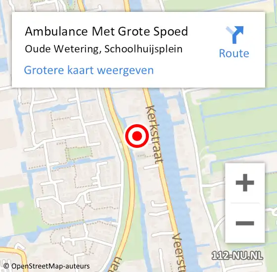 Locatie op kaart van de 112 melding: Ambulance Met Grote Spoed Naar Oude Wetering, Schoolhuijsplein op 12 juni 2023 22:58