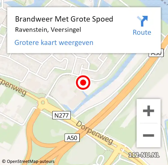 Locatie op kaart van de 112 melding: Brandweer Met Grote Spoed Naar Ravenstein, Veersingel op 12 juni 2023 23:04