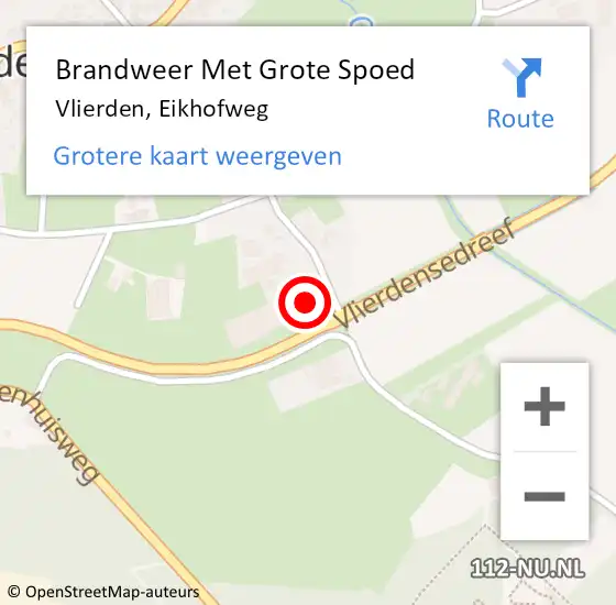 Locatie op kaart van de 112 melding: Brandweer Met Grote Spoed Naar Vlierden, Eikhofweg op 12 juni 2023 23:27