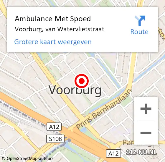 Locatie op kaart van de 112 melding: Ambulance Met Spoed Naar Voorburg, van Watervlietstraat op 12 juni 2023 23:42