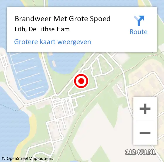 Locatie op kaart van de 112 melding: Brandweer Met Grote Spoed Naar Lith, De Lithse Ham op 13 juni 2023 00:02