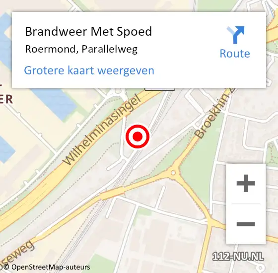 Locatie op kaart van de 112 melding: Brandweer Met Spoed Naar Roermond, Parallelweg op 13 juni 2023 04:30