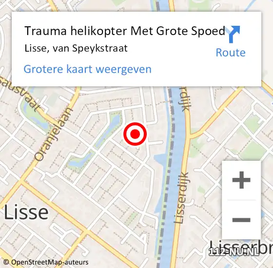 Locatie op kaart van de 112 melding: Trauma helikopter Met Grote Spoed Naar Lisse, van Speykstraat op 13 juni 2023 04:42