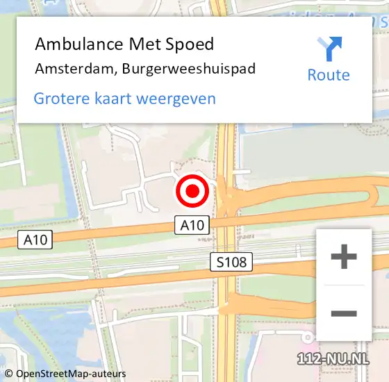 Locatie op kaart van de 112 melding: Ambulance Met Spoed Naar Amsterdam, Burgerweeshuispad op 13 juni 2023 04:57