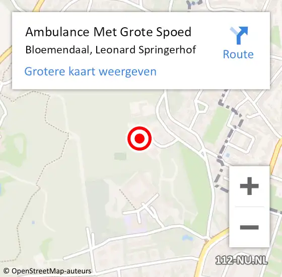 Locatie op kaart van de 112 melding: Ambulance Met Grote Spoed Naar Bloemendaal, Leonard Springerhof op 13 juni 2023 05:53