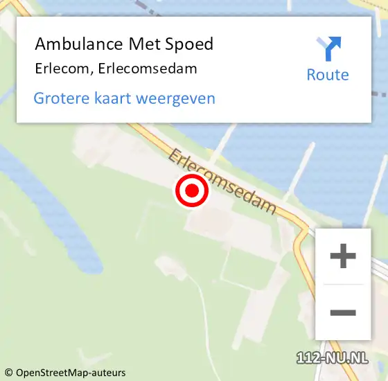 Locatie op kaart van de 112 melding: Ambulance Met Spoed Naar Erlecom, Erlecomsedam op 28 augustus 2014 18:43