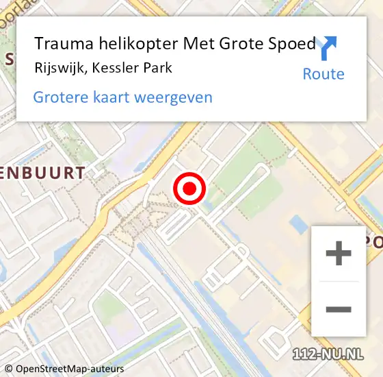 Locatie op kaart van de 112 melding: Trauma helikopter Met Grote Spoed Naar Rijswijk, Kessler Park op 13 juni 2023 07:20