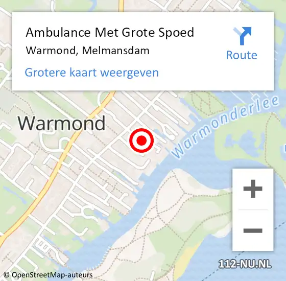 Locatie op kaart van de 112 melding: Ambulance Met Grote Spoed Naar Warmond, Melmansdam op 13 juni 2023 07:30