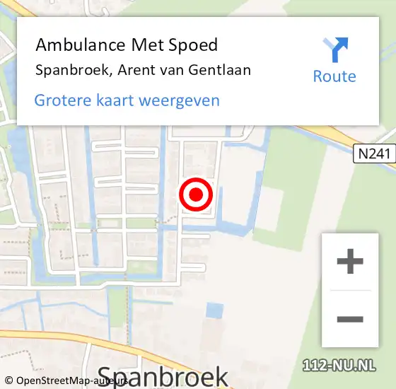 Locatie op kaart van de 112 melding: Ambulance Met Spoed Naar Spanbroek, Arent van Gentlaan op 13 juni 2023 07:45