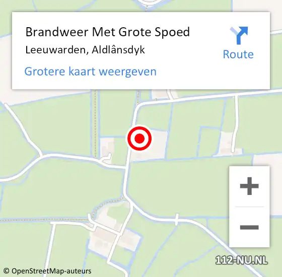 Locatie op kaart van de 112 melding: Brandweer Met Grote Spoed Naar Leeuwarden, Aldlânsdyk op 13 juni 2023 08:04