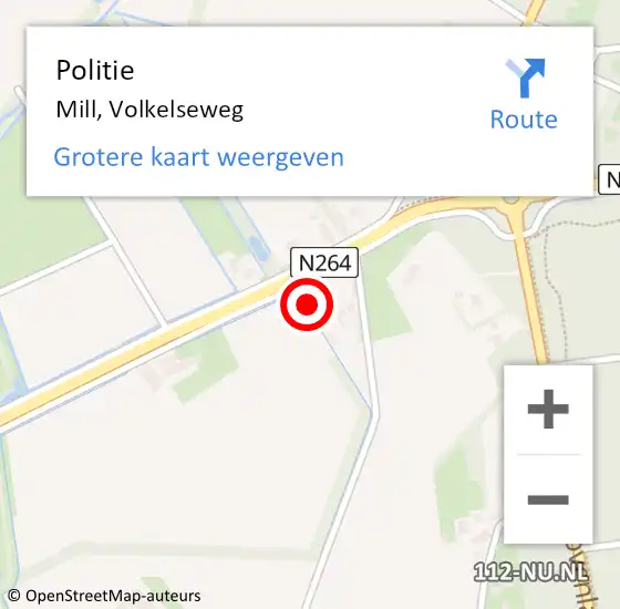 Locatie op kaart van de 112 melding: Politie Mill, Volkelseweg op 13 juni 2023 08:24