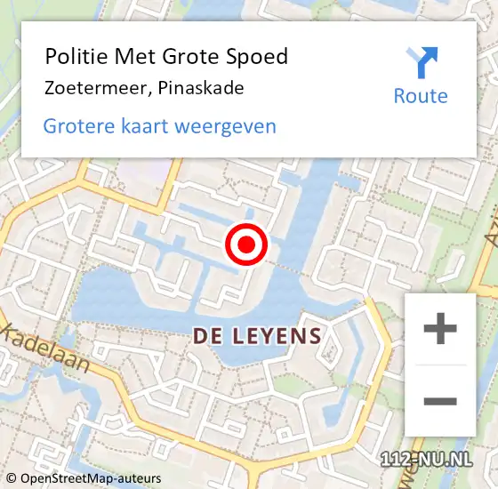 Locatie op kaart van de 112 melding: Politie Met Grote Spoed Naar Zoetermeer, Pinaskade op 13 juni 2023 08:33