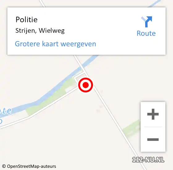 Locatie op kaart van de 112 melding: Politie Strijen, Wielweg op 13 juni 2023 08:36