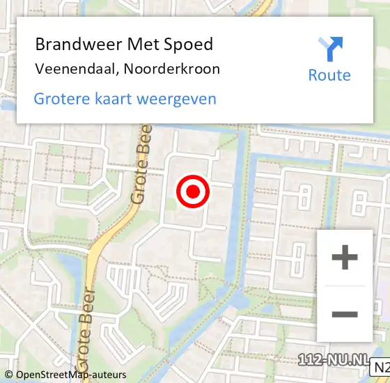 Locatie op kaart van de 112 melding: Brandweer Met Spoed Naar Veenendaal, Noorderkroon op 13 juni 2023 08:42