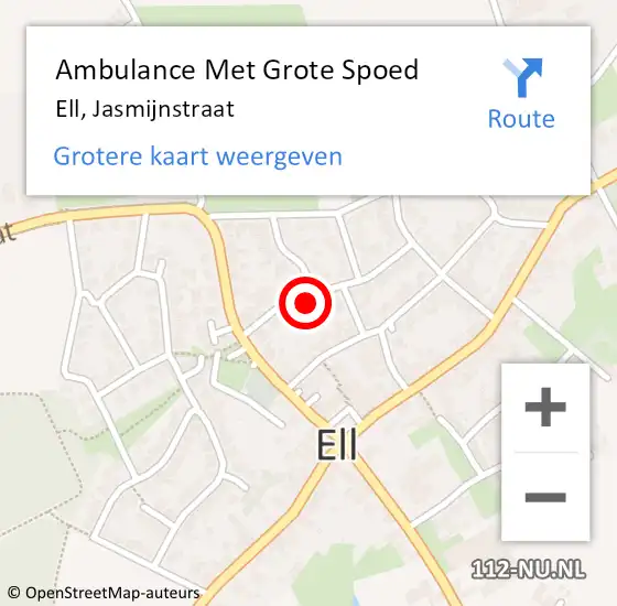 Locatie op kaart van de 112 melding: Ambulance Met Grote Spoed Naar Ell, Jasmijnstraat op 13 juni 2023 08:53