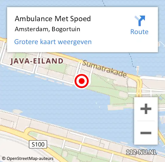 Locatie op kaart van de 112 melding: Ambulance Met Spoed Naar Amsterdam, Bogortuin op 13 juni 2023 09:01