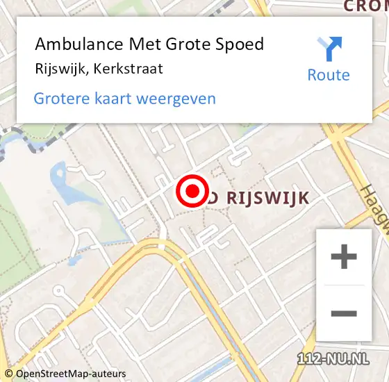 Locatie op kaart van de 112 melding: Ambulance Met Grote Spoed Naar Rijswijk, Kerkstraat op 13 juni 2023 09:17