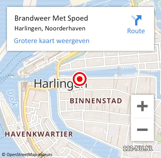 Locatie op kaart van de 112 melding: Brandweer Met Spoed Naar Harlingen, Noorderhaven op 28 augustus 2014 19:02