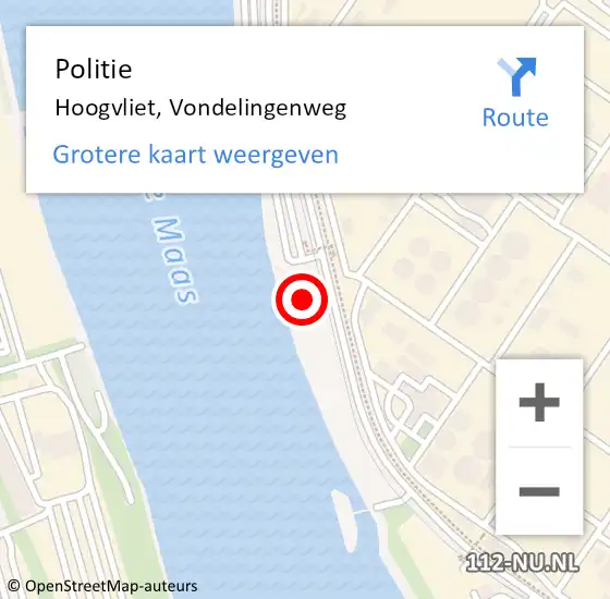 Locatie op kaart van de 112 melding: Politie Hoogvliet, Vondelingenweg op 13 juni 2023 09:35