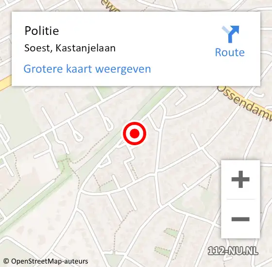 Locatie op kaart van de 112 melding: Politie Soest, Kastanjelaan op 13 juni 2023 09:39