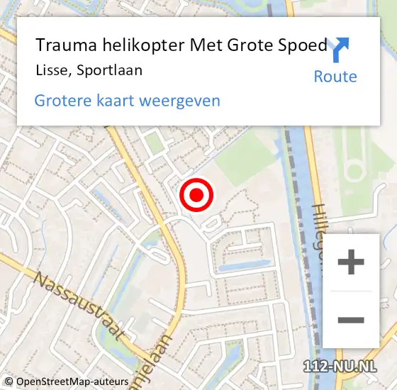 Locatie op kaart van de 112 melding: Trauma helikopter Met Grote Spoed Naar Lisse, Sportlaan op 13 juni 2023 09:51