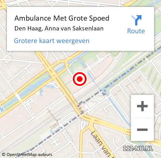 Locatie op kaart van de 112 melding: Ambulance Met Grote Spoed Naar Den Haag, Anna van Saksenlaan op 13 juni 2023 09:52