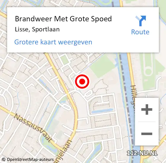 Locatie op kaart van de 112 melding: Brandweer Met Grote Spoed Naar Lisse, Sportlaan op 13 juni 2023 09:52