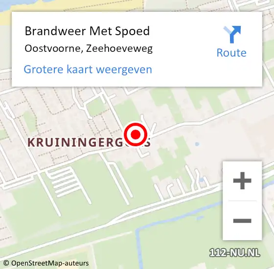 Locatie op kaart van de 112 melding: Brandweer Met Spoed Naar Oostvoorne, Zeehoeveweg op 13 juni 2023 09:55