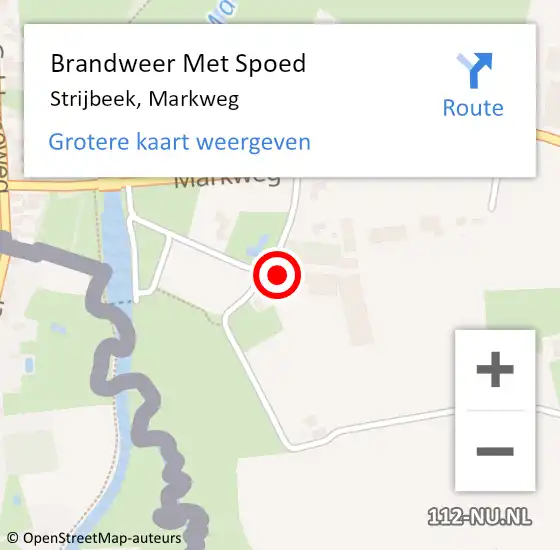 Locatie op kaart van de 112 melding: Brandweer Met Spoed Naar Strijbeek, Markweg op 28 augustus 2014 19:06