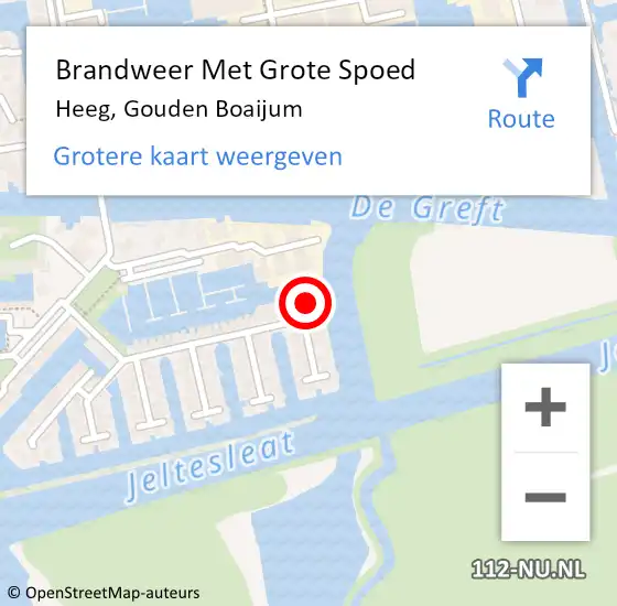 Locatie op kaart van de 112 melding: Brandweer Met Grote Spoed Naar Heeg, Gouden Boaijum op 13 juni 2023 10:13