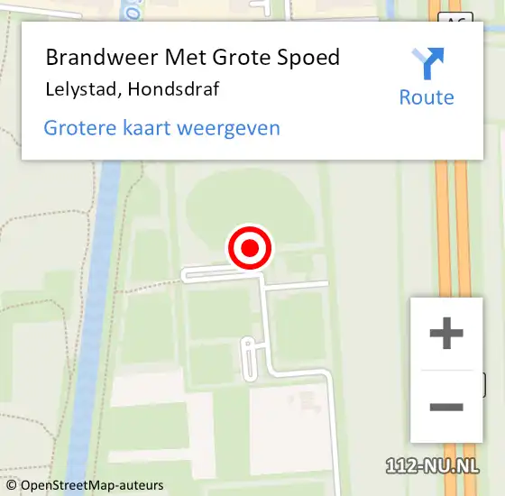 Locatie op kaart van de 112 melding: Brandweer Met Grote Spoed Naar Lelystad, Hondsdraf op 13 juni 2023 10:24