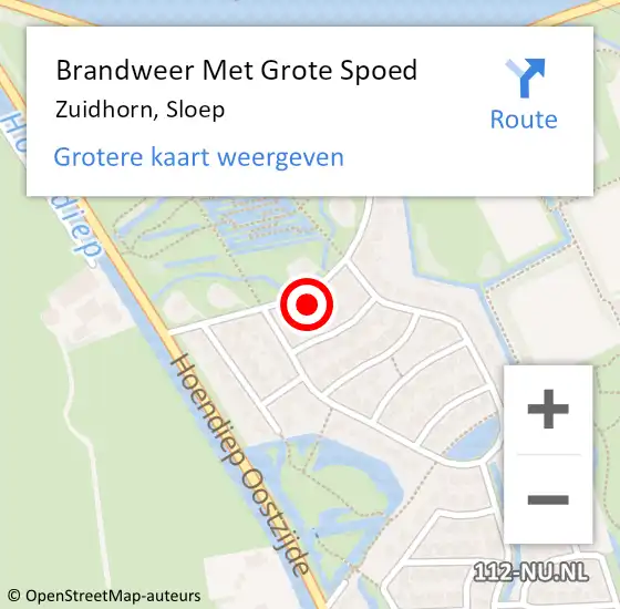 Locatie op kaart van de 112 melding: Brandweer Met Grote Spoed Naar Zuidhorn, Sloep op 13 juni 2023 10:25