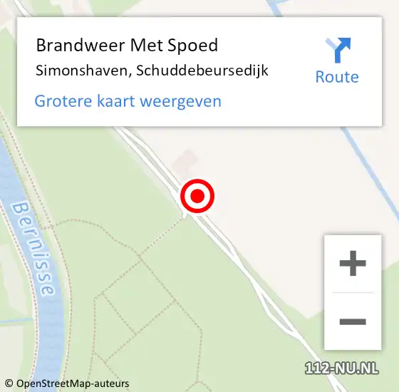 Locatie op kaart van de 112 melding: Brandweer Met Spoed Naar Simonshaven, Schuddebeursedijk op 13 juni 2023 10:32