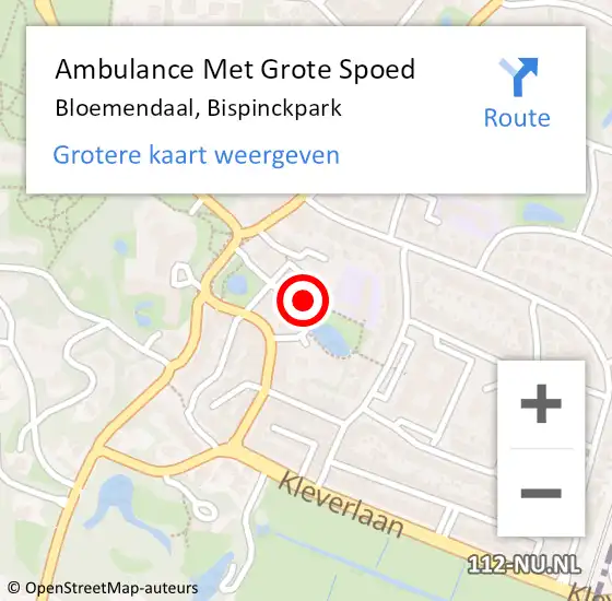 Locatie op kaart van de 112 melding: Ambulance Met Grote Spoed Naar Bloemendaal, Bispinckpark op 13 juni 2023 10:46