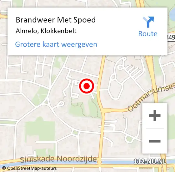 Locatie op kaart van de 112 melding: Brandweer Met Spoed Naar Almelo, Klokkenbelt op 13 juni 2023 10:54