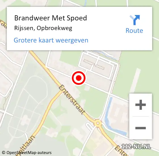 Locatie op kaart van de 112 melding: Brandweer Met Spoed Naar Rijssen, Opbroekweg op 13 juni 2023 11:06