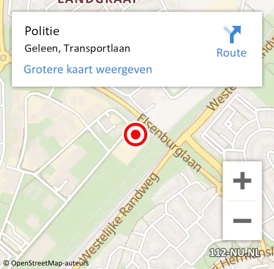 Locatie op kaart van de 112 melding: Politie Geleen, Transportlaan op 13 juni 2023 11:09