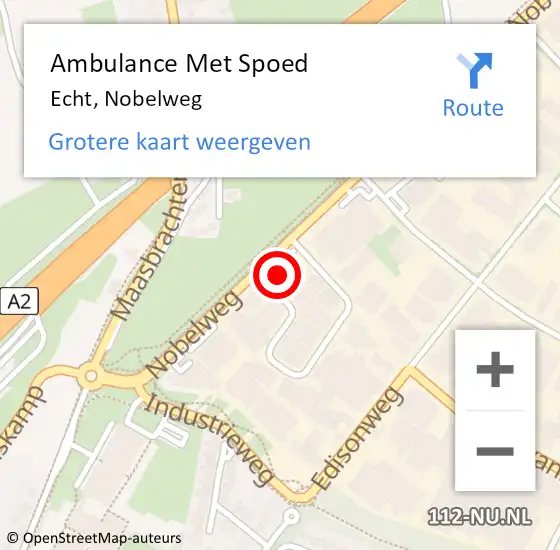 Locatie op kaart van de 112 melding: Ambulance Met Spoed Naar Echt, Nobelweg op 13 juni 2023 11:09