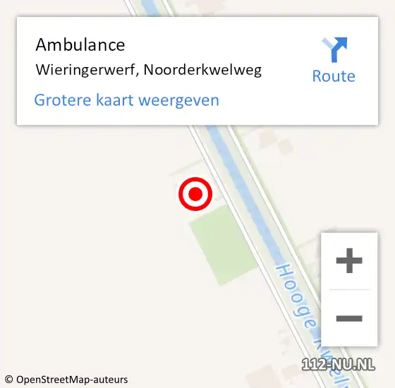 Locatie op kaart van de 112 melding: Ambulance Wieringerwerf, Noorderkwelweg op 13 juni 2023 11:13