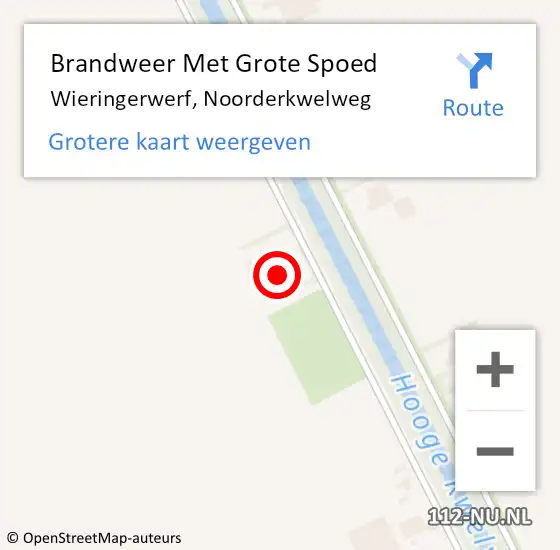 Locatie op kaart van de 112 melding: Brandweer Met Grote Spoed Naar Wieringerwerf, Noorderkwelweg op 13 juni 2023 11:14