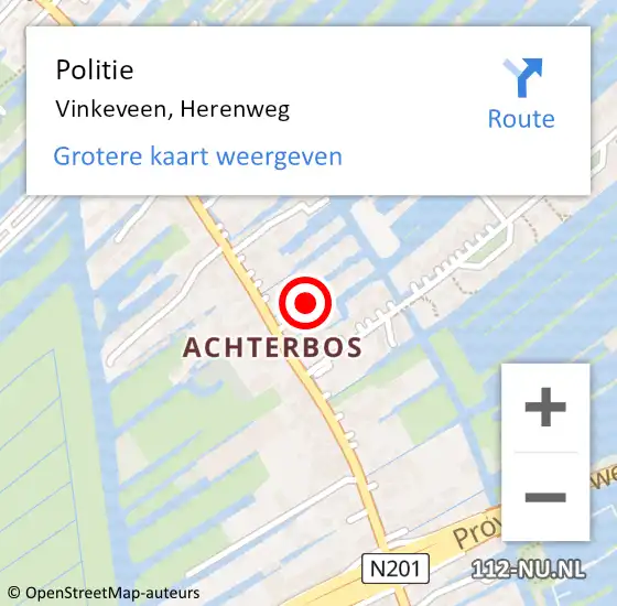 Locatie op kaart van de 112 melding: Politie Vinkeveen, Herenweg op 13 juni 2023 11:19