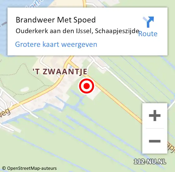 Locatie op kaart van de 112 melding: Brandweer Met Spoed Naar Ouderkerk aan den IJssel, Schaapjeszijde op 13 juni 2023 11:41