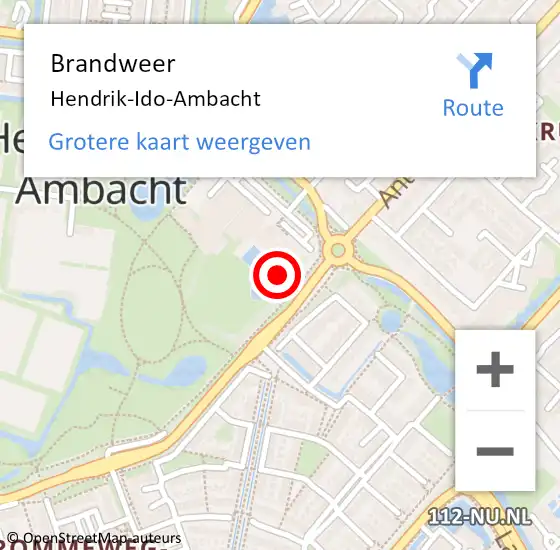 Locatie op kaart van de 112 melding: Brandweer Hendrik-Ido-Ambacht op 13 juni 2023 11:46