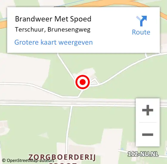 Locatie op kaart van de 112 melding: Brandweer Met Spoed Naar Terschuur, Brunesengweg op 13 juni 2023 11:54