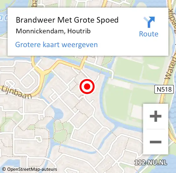 Locatie op kaart van de 112 melding: Brandweer Met Grote Spoed Naar Monnickendam, Houtrib op 13 juni 2023 12:02